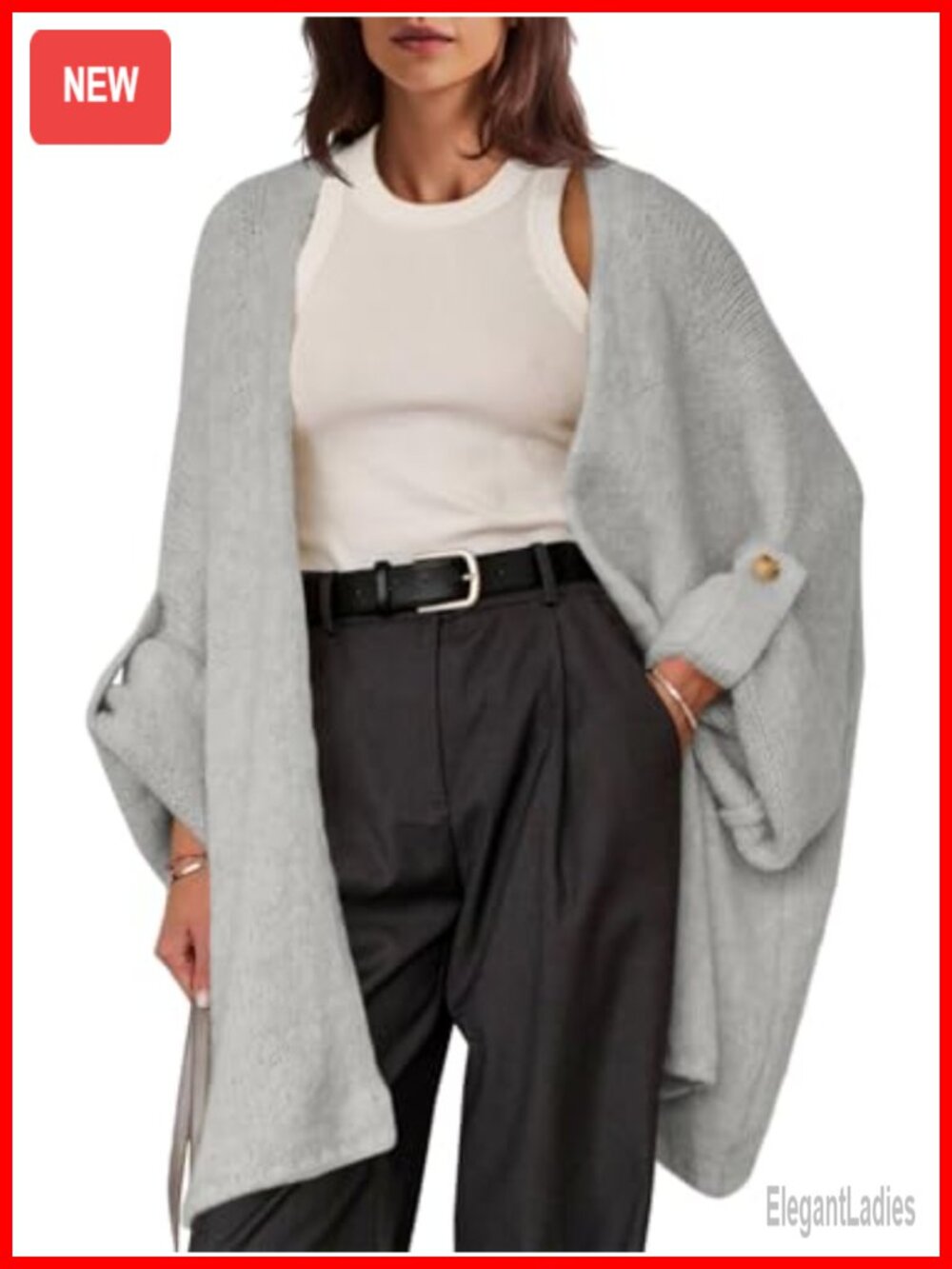 Womens Oversized Chunky Knit Long Cardigan Open Front Sweater Coat